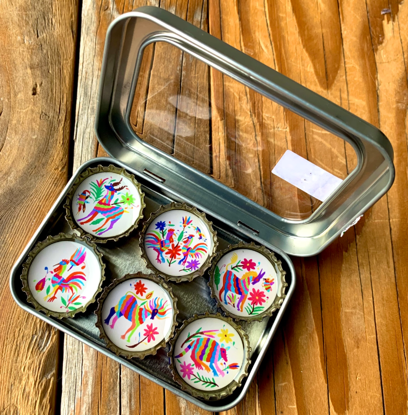 Upcycled Bottle Cap Magnets - Otomi