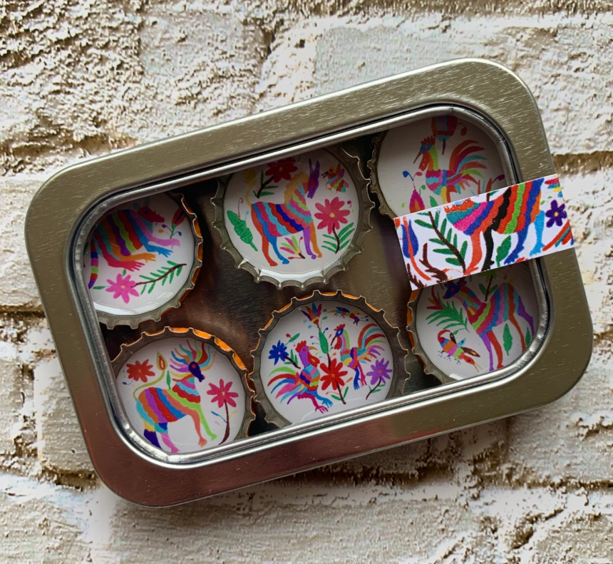 Upcycled Bottle Cap Magnets - Otomi